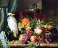 静物画の鳥と手工芸品のオウム